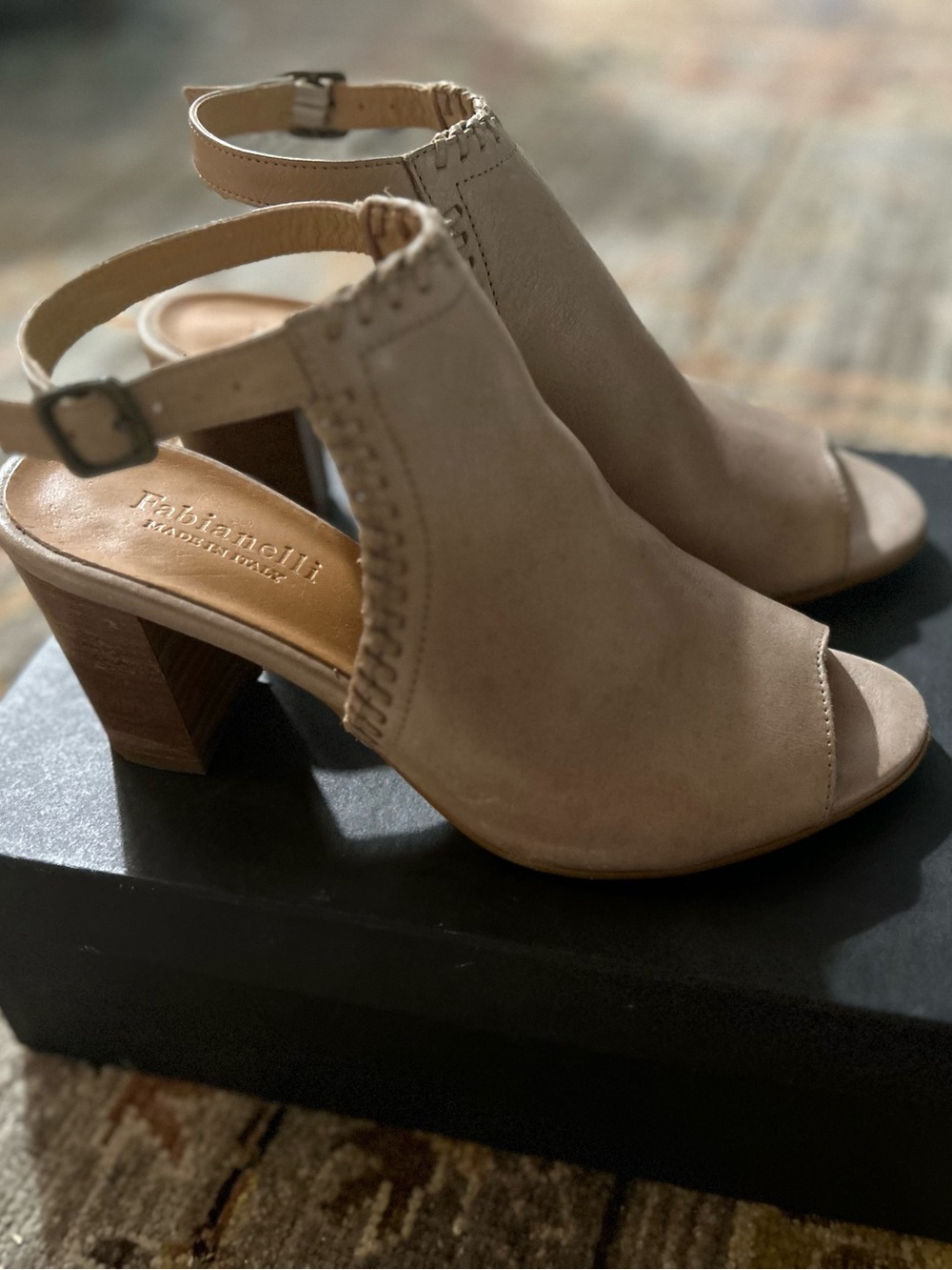 Fabianelli - Made in Italy - Women’s Open-Toe Block Heel Sandals EU Size 38